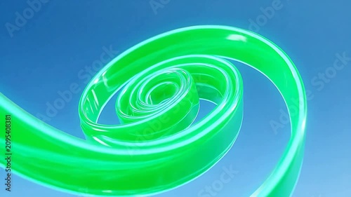 Green spiral ribbon against blue sky