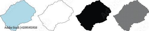 Fotografie Lesotho Country Map Vector Outline Isolated Geographic Shape