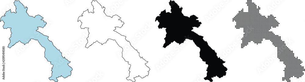 Obraz premium Laos Country Map Vector Outline Isolated Geographic Shape