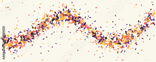 Foto Abstract confetti stream in warm ambient light against a neutral backdrop