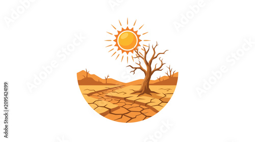 Foto Drought and Climate Change Concept with Dry Cracked Earth and Scorching Sun