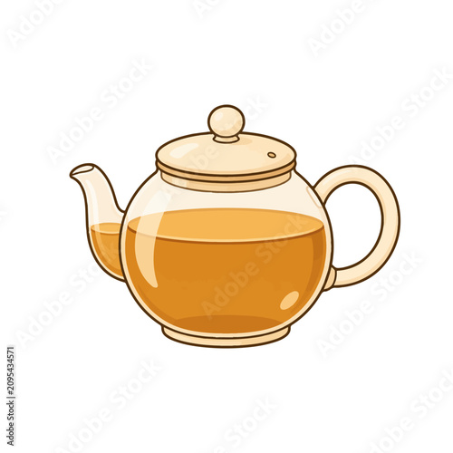 Glass Teapot with Brewed Tea
