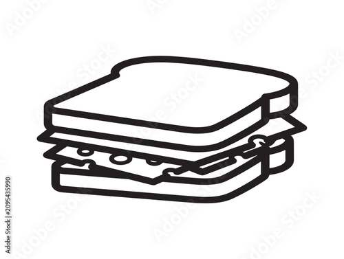 Cheese sandwich icon. Simple line art food graphic. Fast food symbol.