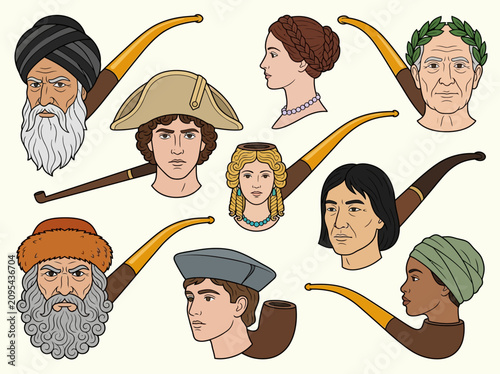 Foto Collection of Diverse Historical and Cultural Character Portraits Designed as sm
