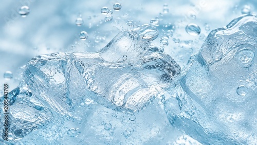 Melting Ice Cubes with Blue Refraction