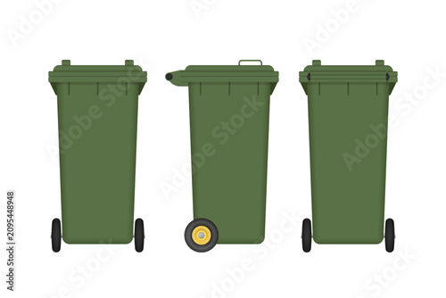 Green wheelie bin isolated vector design
