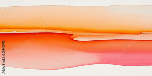 Watercolor abstract background with warm orange red and pink gradient tones featuring smooth wavy artistic texture painting