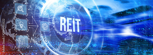 REIT Real estate investment fund ETF Financial stock market. 3d illustration