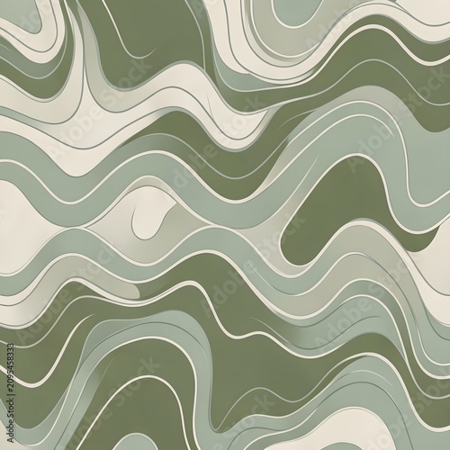 Organic Green Layered Contour Abstract Background