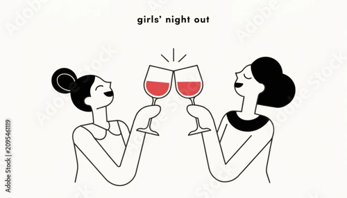 girls night out, women toasting wine glasses, female friendship celebration, social gathering