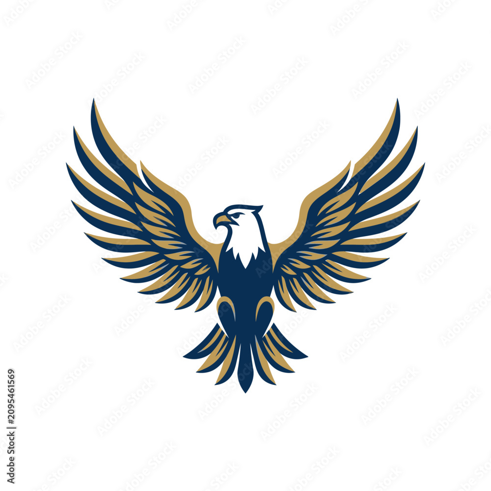 Fototapeta premium Majestic eagle with spread wings heraldic emblem.