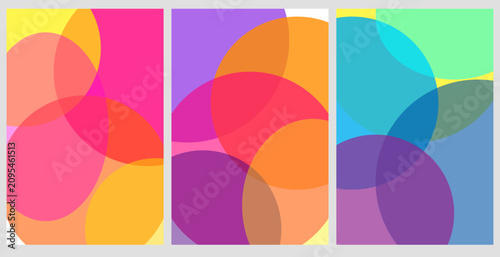 Photos Abstract triptych wall art with overlapping colorful circles in a modern vector