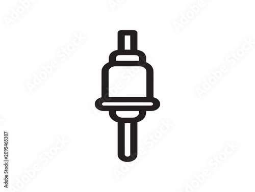 Medical catheter icon. Urology tube line art. Clinical healthcare tool.