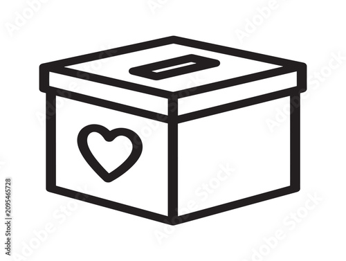 Charity donation box icon. Giving fund container. Philanthropy symbol.