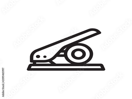 Hole punch icon. Paper punching tool symbol. Office stationery supply.