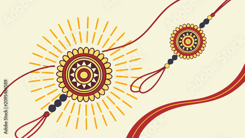Quadro em tela Decorative vector illustration of colorful traditional rakhi bracelets for the h