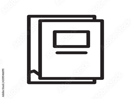 Catalog layout icon. Brochure document symbol. Minimalist design asset.