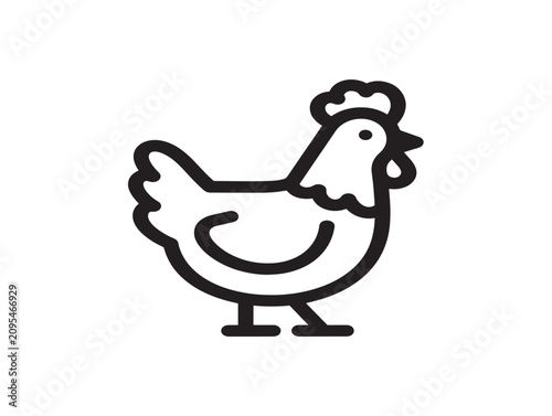 Chicken icon. Poultry line art vector. Farm animal symbol for branding.