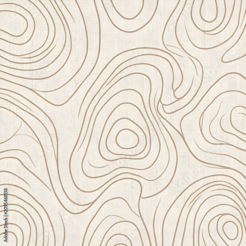 Linen Fabric Texture with Topographic Contour Lines