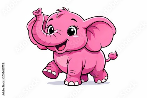 ilustración de comic elefante rosa