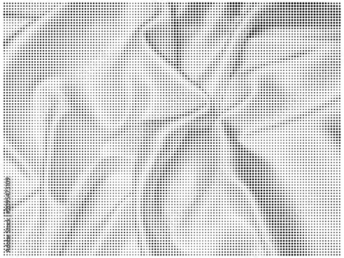 Abstract monochrome halftone pattern on transparent background with circle shapes creating curved lines and artistic texture design.