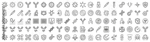 Cuadro en lienzo Set of Immunology and Virology Line Icons