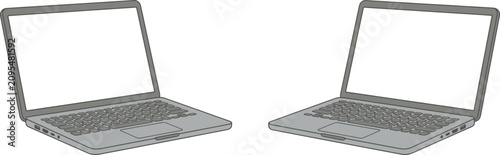 Art & Illustration Open laptop isolated. With and without shadow. Computer technology. png transparent