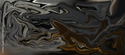 Canvas Print Abstract liquid marble background, with flowing waves, of metallic silver, and d