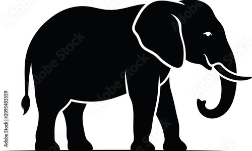 Photography Elephant Silhouette Vector Isolated on White Background