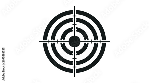 Foto Target Silhouette With Crosshairs Black On White Background