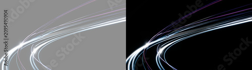 Photography Abstract light trails background with futuristic glowing speed motion lines