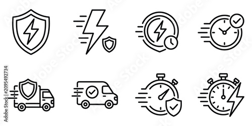 Fotografía Fast delivery and quick service business icons with delivery shipping logistics