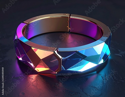 Colorful Faceted Metal Bangle Jewelry.