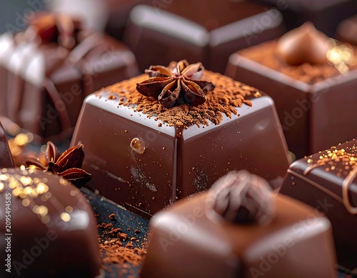 Delicious chocolate candies with spices.