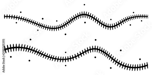 Tableau sur toile Wavy stitching lines and decorative seam patterns high contrast graphic style