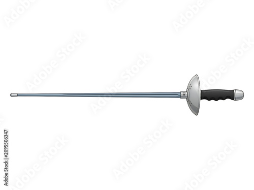 Professional Fencing Epee Sword Illustration Isolated on White Background