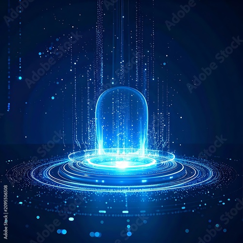 Glowing Blue Digital Light Effect Background.