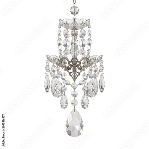 Konstfotografi Elegant small crystal chandelier with silver metal accents