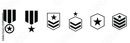 Tableau sur toile Simple military rank and achievement award icon set vector illustration