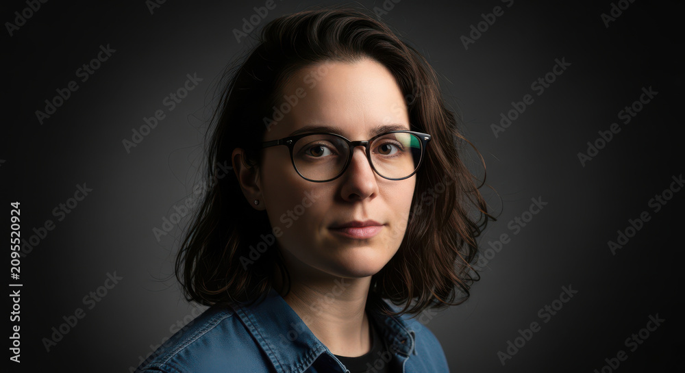 Obraz premium Portrait of a young woman with glasses