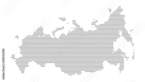 Canvastavla Russia Dotted Map Vector with Halftone Dot Pattern, Geographic Country Outline,