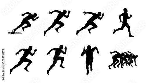 Photos Runner Silhouettes Collection: Sprinting, Running, Athletic Poses, Sports Action