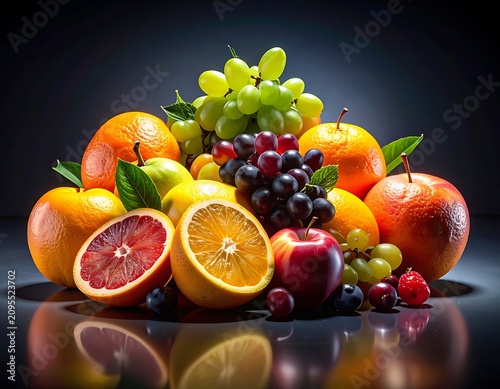 Fresh Fruit Assortment on Dark Background.