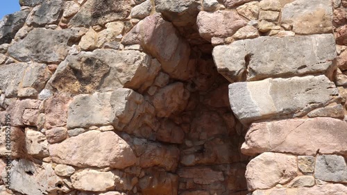 Ancient stone wall of Tiryns acropolis, Greece