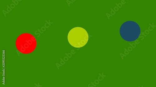 Three colorful floating circles on a vibrant green background