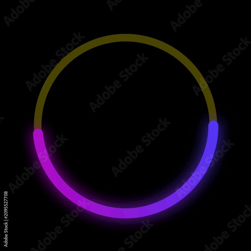 Neon circle loading animation element on black