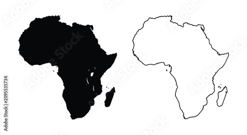 Bild auf Leinwand Africa continent shape in black and white a geographical silhouette geography