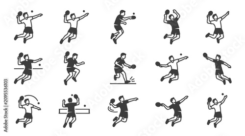 Fotografía Black and white illustrations of people running.
