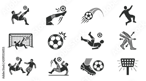 Bilde på lerret Black silhouette soccer player kicking ball.