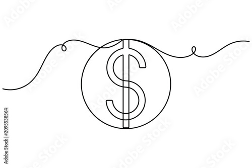 Photography Circulating dollar sign continuous one line drawing on white background minimali